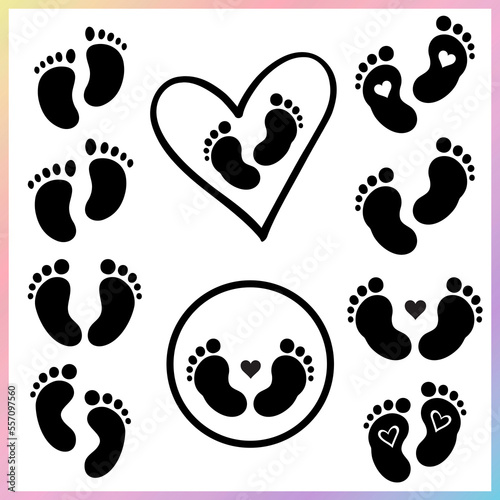 Cute Heart Love Baby Feet Love Baby Shower Birthday Special Day Outline Silhouette Artwork Design 