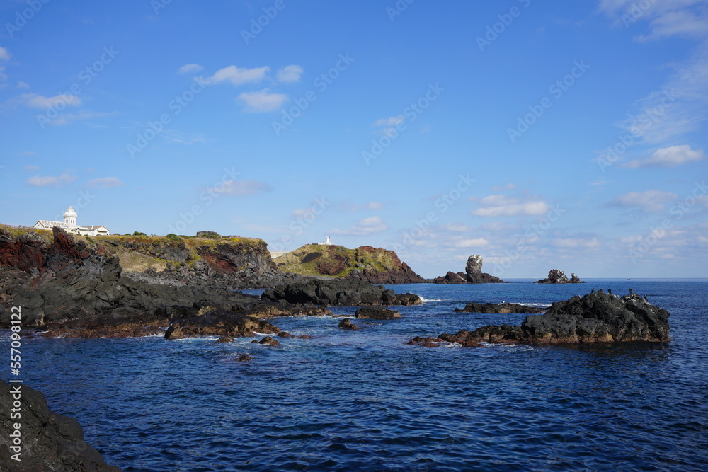 fine view of the coast of the sea