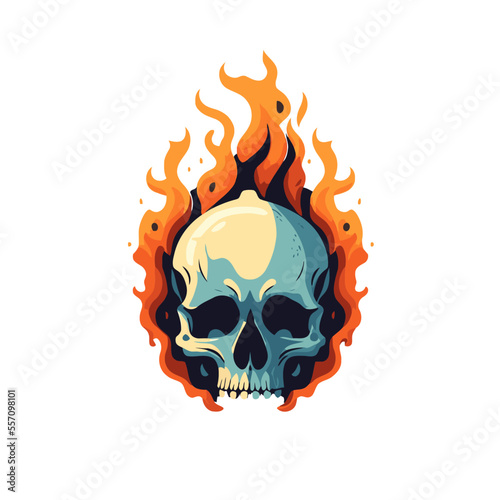 fire skull head logo mascot design vector template