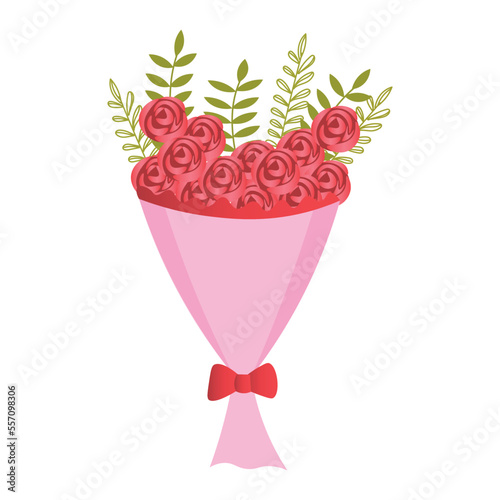 Beautiful bouquet of red roses on white background © Pixel-Shot