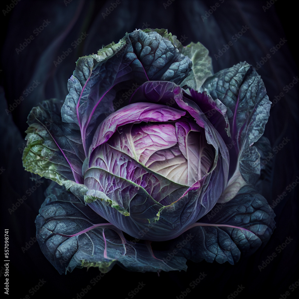 Obraz premium juicy cabbage on a black background