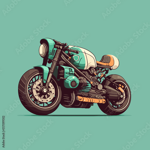 custom colorful motorcycle side view template in vintage style isolated vector