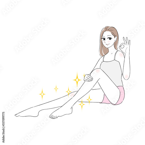 女性　足　美脚　美女　笑顔　肌トラブル