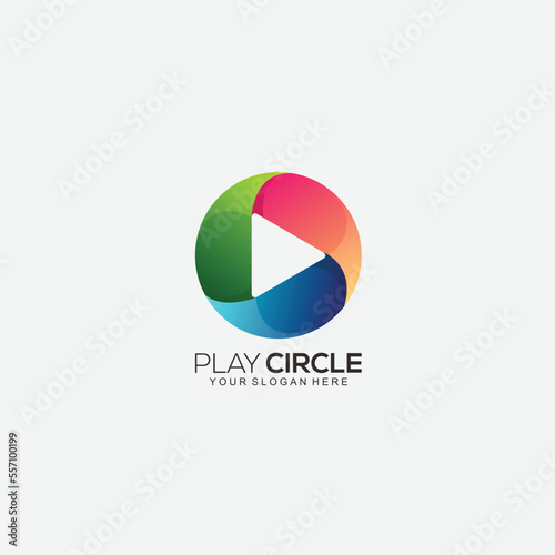 play circle logo design gradient color icon Free Download play circle logo design gradient color icon - GFXLoad
