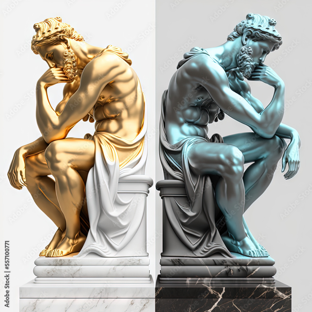 Double Stoic statue male stoicism - obrazy, fototapety, plakaty 
