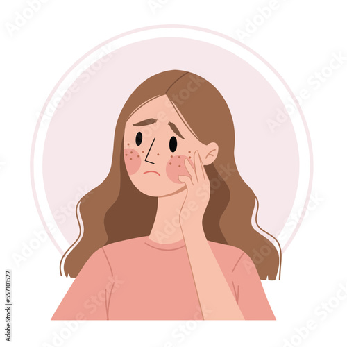 girl with confused face Vector EPS10