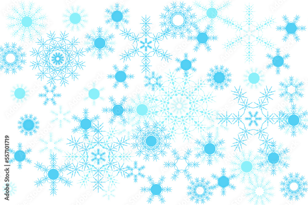 A whirlwind of light blue snowflakes at the moment when some of them are already melting into drops of water but others are not yet. A whirlwind of light blue snowflakes at the moment when some of them are already melting into drops of water but others are not yet.