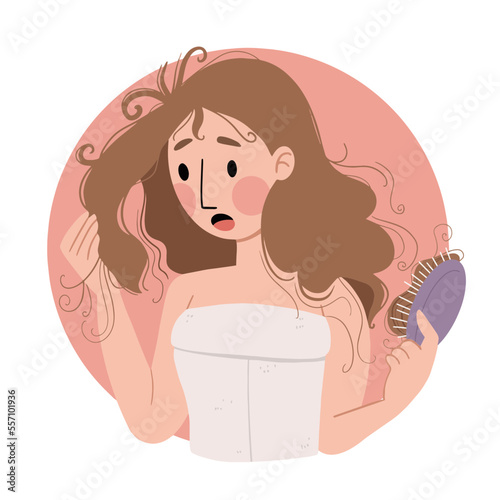 girl with hair problems Vector EPS10