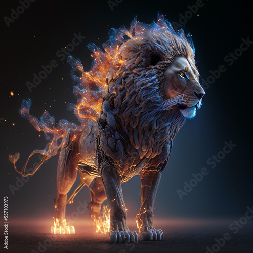 lion on fire generative AI