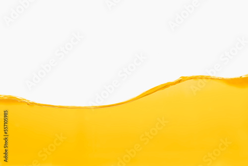 Vegetable oil surface, bubbles on white background. 