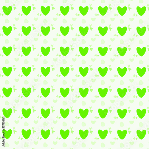 Abstract seamless pattern with green heart background.