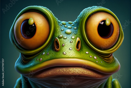 Frog with very big eyes. Illustration. Amphibian. Generative AI.