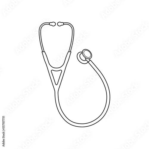 stethoscope out line art isolated on white background