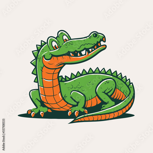 crocodile character logo mascot cartoon badge vector illustration