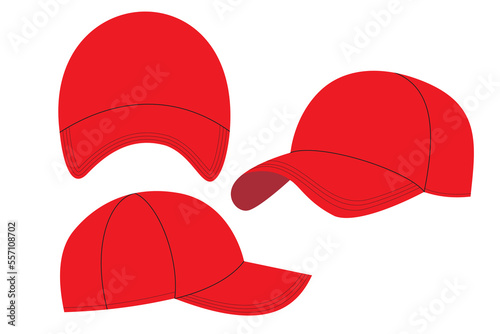 Red cap vector illustration. Cap Mock up Stock Illustrations. Free vector caps set. Hat Mock up Vector Art
