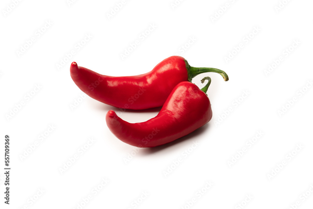 Red hot chili pepper isolated on a white background.