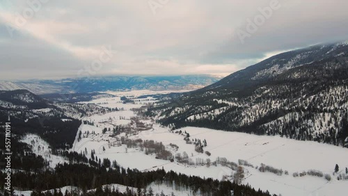 Winter Magic: Snowy Fields in the Thompson-Nicola Region, Canada (Breathtaking Aerial View of the Backcountry Farm and Ranch Life in the Wild Wilderness of British Columbia)