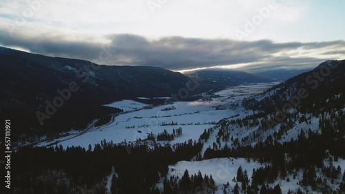 Cinematic Slow Pan Left Shot of an Incredible View of the Valley in the Thompson-Nicola Region, BC, Canada