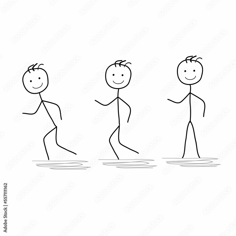 hand-drawn funny cartoon man in different poses, a set of human figures, standing, walking, running hand-drawn funny cartoon man in different poses, a set of human figures, standing, walking, running