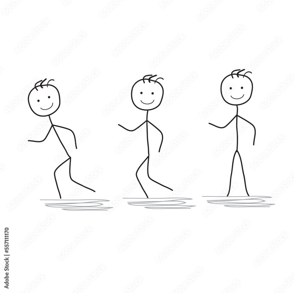 hand-drawn funny cartoon man in different poses, a set of human figures, standing, walking, running hand-drawn funny cartoon man in different poses, a set of human figures, standing, walking, running