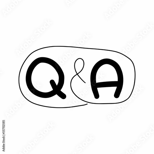 Q and A icon. Question and answer hand drawn illustration.