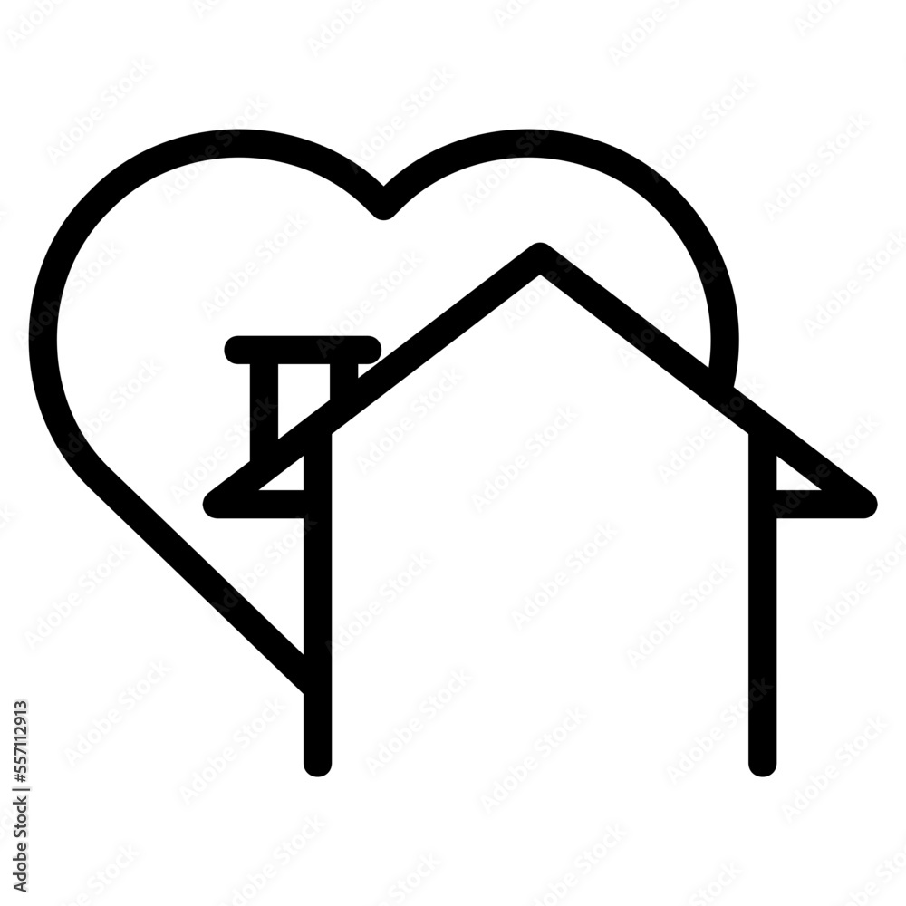 Home with heart icon in modern style. Home with heart icon in modern style.
