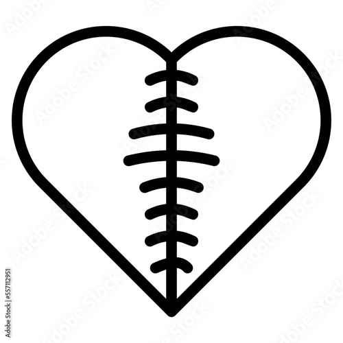 Stitched heart icon in modern style.