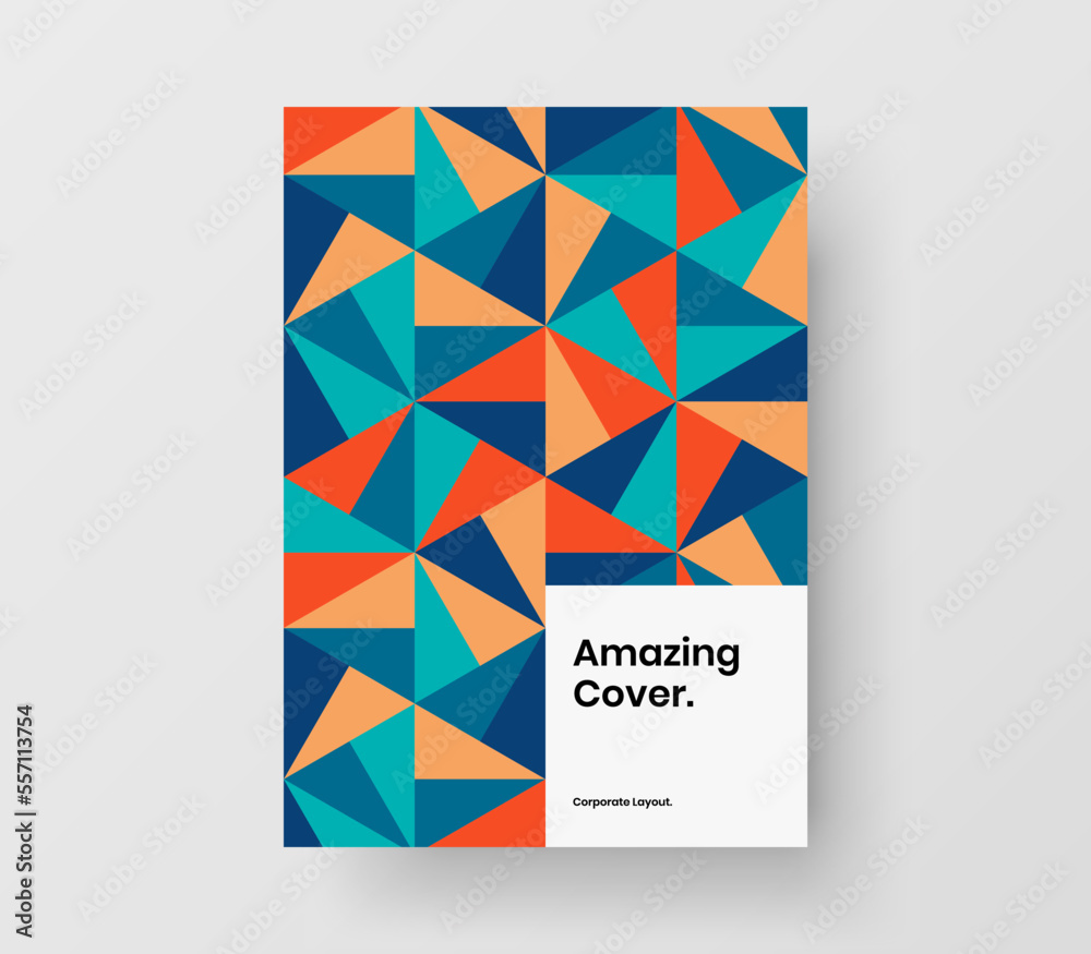 Colorful poster design vector layout. Multicolored mosaic pattern front page illustration.