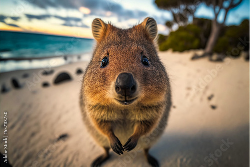 Quokka, funny and cuddly little animal from Australia. Generative AI. photo