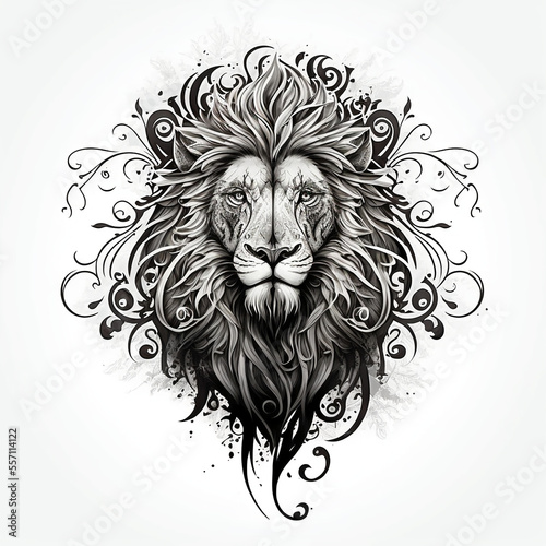 Lion tattoo. Mammal animal idea for tattoo. Generative AI.