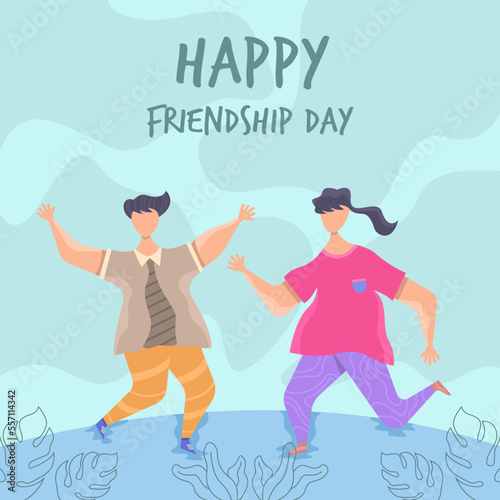 Friendship day flat illustration, friendship day with people jumping, a friendly team, cooperation, and friendship © Anasvectorpng