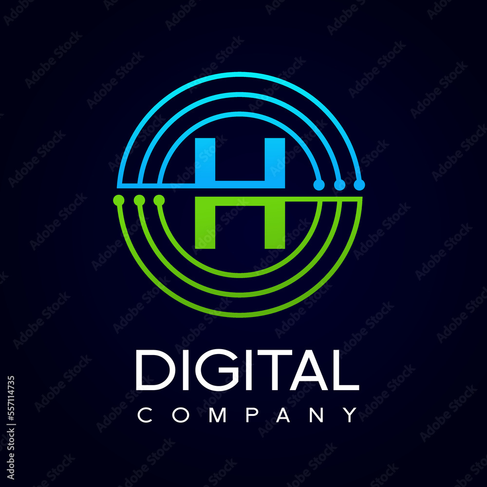 Letter H connection vector logo template. This logo is suitable for digital, circle, electronic. Letter H connection vector logo template. This logo is suitable for digital, circle, electronic.