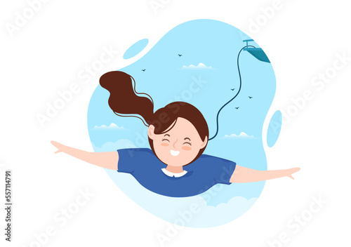 Bungee Jumping Illustration with a Person Wearing an Elastic Rope Falling Jumping From a Height in Flat Cartoon Extreme Sports Vector Template