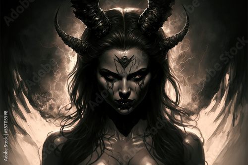 Succubus, a supernatural demon. Evil and seductive female devil. Generative AI.
