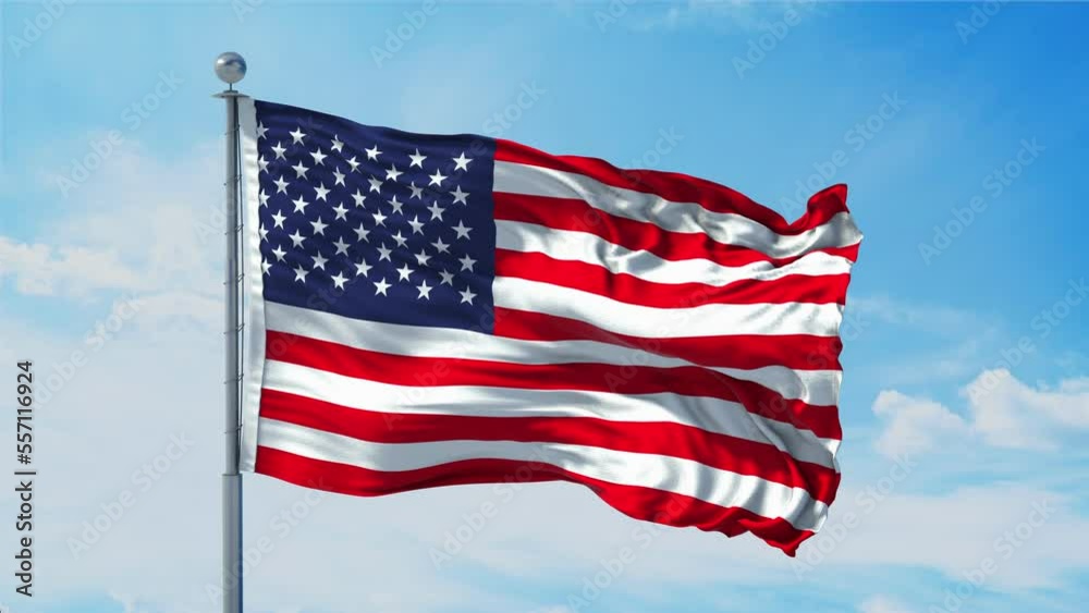 American Flag Loop. Independence Day USA. Realistic 4K. 30 fps flag of the US. American Flag waving in the wind. Seamless loop with highly detailed fabric texture. Loop ready in 4k resolution. American Flag Loop. Independence Day USA. Realistic 4K. 30 fps flag of the US. American Flag waving in the wind. Seamless loop with highly detailed fabric texture. Loop ready in 4k resolution.