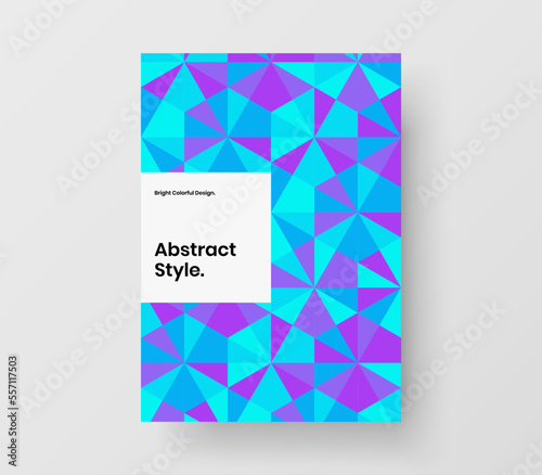 Bright mosaic pattern annual report illustration. Premium magazine cover A4 vector design template.