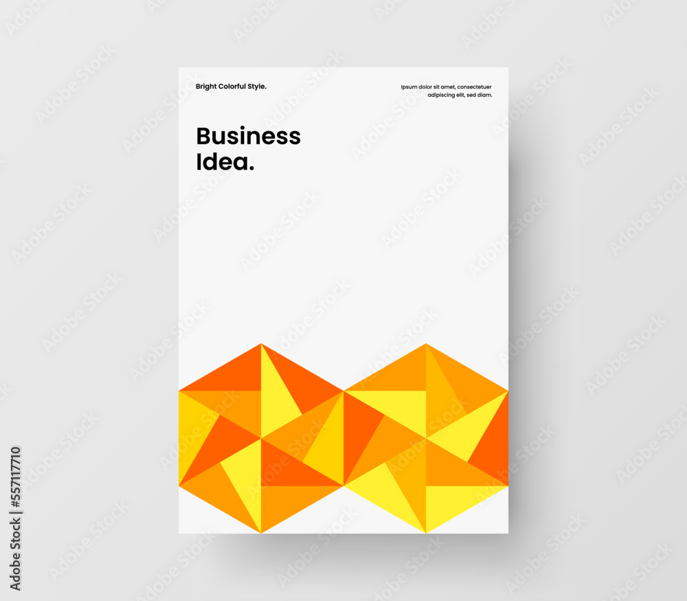 Clean company brochure A4 vector design layout. Creative mosaic pattern cover illustration.