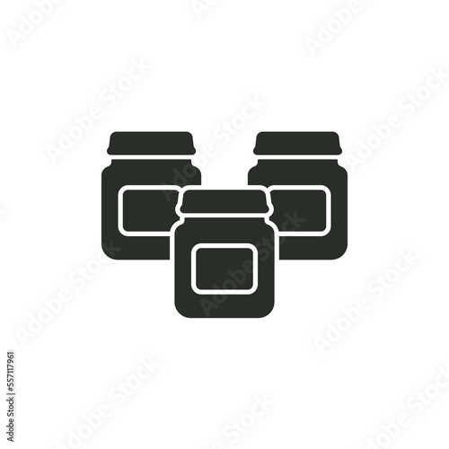 Baby food jars glyph icon on white background. Vector illustration.