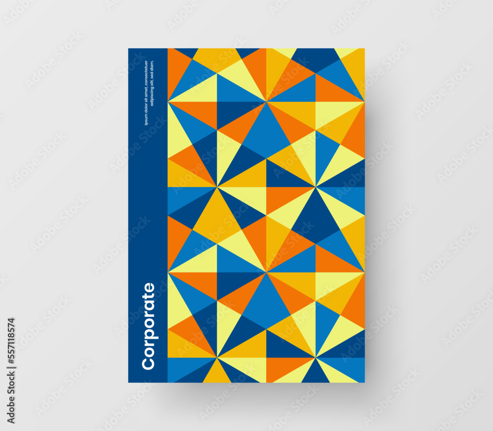 Fototapeta premium Abstract geometric shapes flyer layout. Minimalistic corporate brochure A4 design vector template.