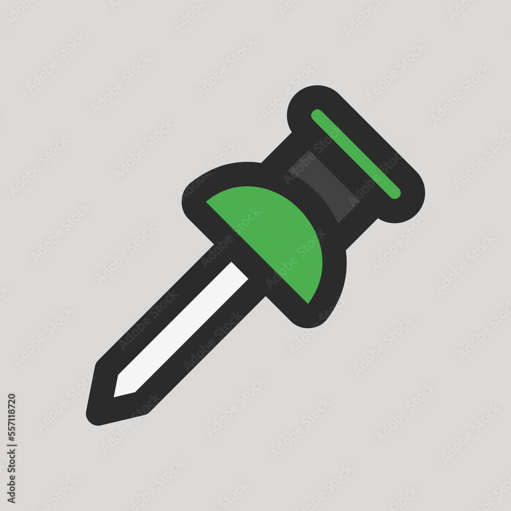 Pushpin icon in filled line style about user interface, use for website mobile app presentation Pushpin icon in filled line style about user interface, use for website mobile app presentation