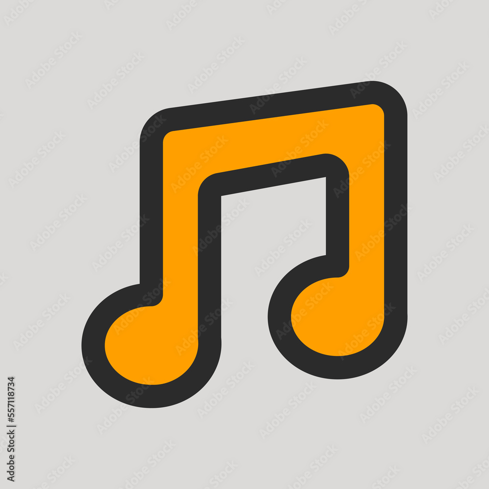 Music icon in filled line style about user interface, use for website mobile app presentation Music icon in filled line style about user interface, use for website mobile app presentation