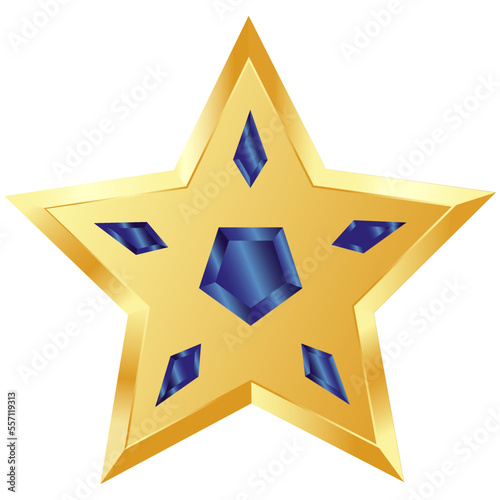 magnificent brilliant sapphire gold five-pointed star