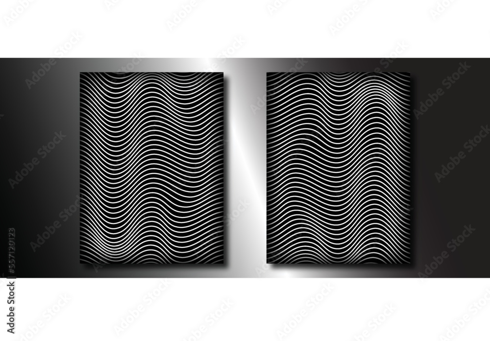 Abstract dotted wave line particles of bright white design element on dark black background. Modern technology futuristic concept. Vector illustration