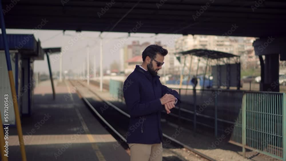 Passenger waiting train on train station Passenger waiting train on train station