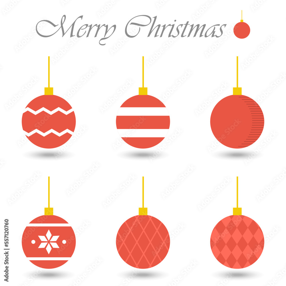 Christmas Ball Illustration. Christmas Element. Christmas Balls Hanging. Bauble Icon. Bauble Illustration. Christmas Ball Isolated on White Background. Vector illustration. Elements for design. Minima