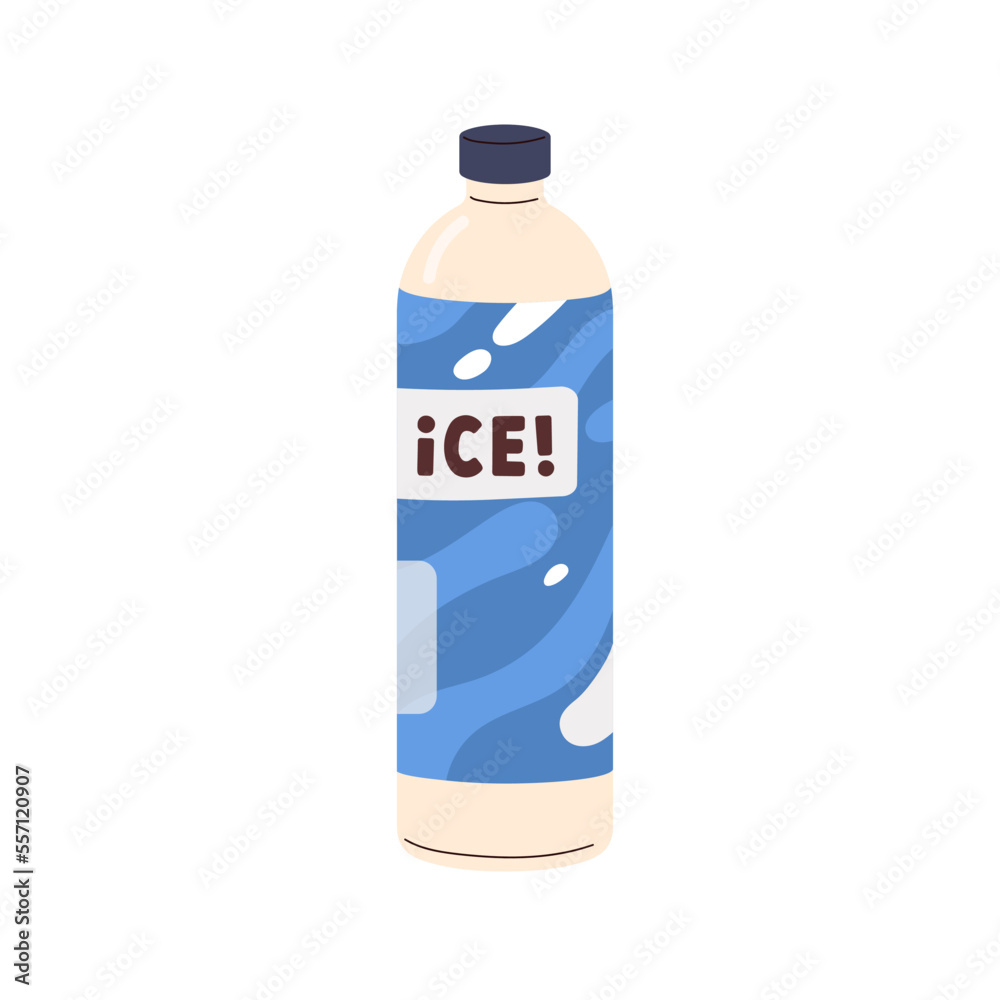 Cold drink, iced lemonade in glass bottle. Fresh cooling summer beverage. Refreshment, closed refreshing juice. Tasty cocktail. Flat vector illustration isolated on white background Cold drink, iced lemonade in glass bottle. Fresh cooling summer beverage. Refreshment, closed refreshing juice. Tasty cocktail. Flat vector illustration isolated on white background