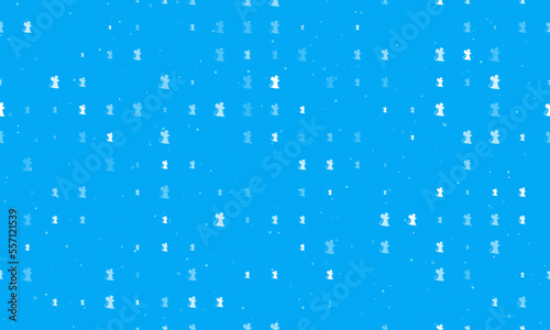Seamless background pattern of evenly spaced white mouse symbols of different sizes and opacity. Vector illustration on light blue background with stars