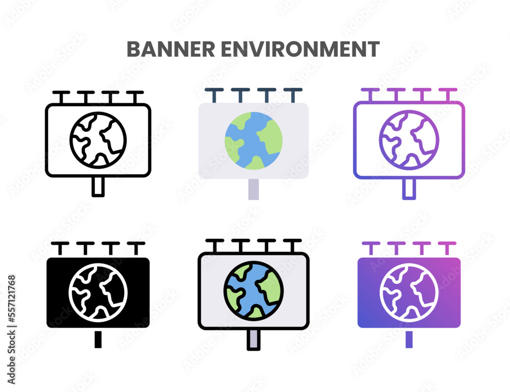 Banner Environment icons vector illustration set line, flat, glyph, outline color gradient. Great for web, app, presentation and more. Editable stroke and pixel perfect.