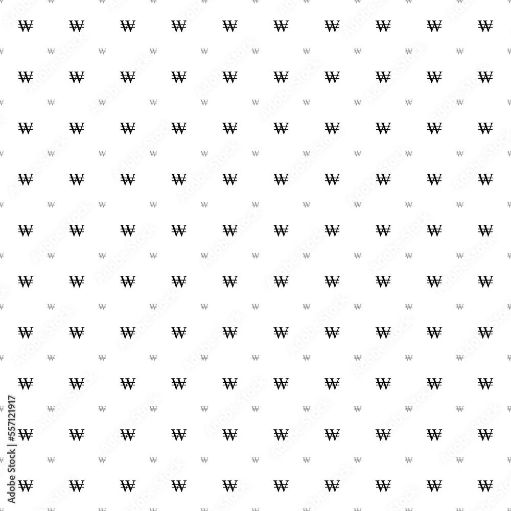 Square seamless background pattern from black Korean won signs are different sizes and opacity. The pattern is evenly filled. Vector illustration on white background Square seamless background pattern from black Korean won signs are different sizes and opacity. The pattern is evenly filled. Vector illustration on white background