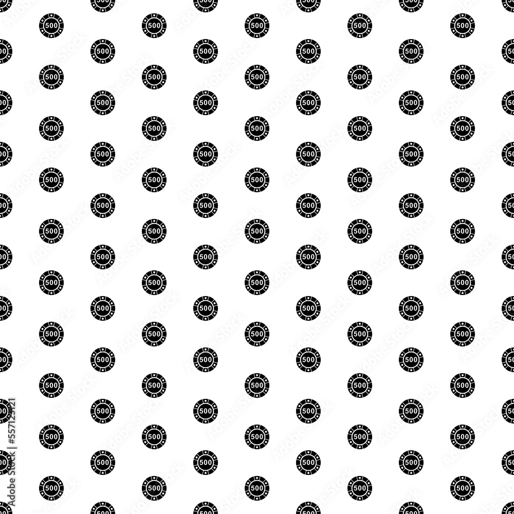 Square seamless background pattern from geometric shapes. The pattern is evenly filled with big black poker chip symbols. Vector illustration on white background Square seamless background pattern from geometric shapes. The pattern is evenly filled with big black poker chip symbols. Vector illustration on white background
